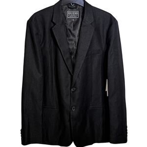 Guess Men's Shimmer Twill Relaxed Fit Blazer - Jet Black Multi XXL $168